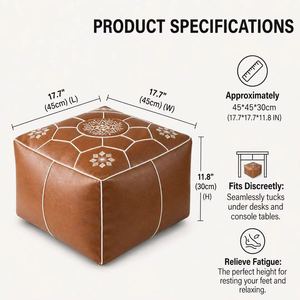 Puf geométrico con diseño de puntadas, taburete suave <span class=keywords><strong>para</strong></span> pies, cojín bajo <span class=keywords><strong>para</strong></span> asiento, otomana sin estructura <span class=keywords><strong>para</strong></span> salón, mesa de té, apartamento, habitación de invitados, hogar - Product Image 3