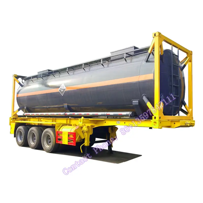 Contenedor de tanque de 20 pies para transporte de hidróxido de sodio probado para ácido sulfúrico de doble seguridad