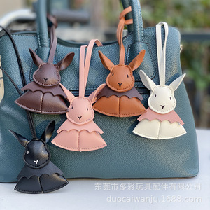Breloque de sac en cuir Junqin en forme de lapin 8x10cm, pendentif animal décoratif pour rétroviseur de voiture, pendentifs tendance - Product Image 2