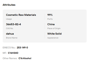 Alcohol Cetílico de Grado Cosmético 99%, Suministro de Fábrica, Alcohol Graso para Humectante y Emulsionante - Product Image 6