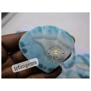 Wholesale Price Natural Larimar Rose Cut Oval Cabochons Gemstones 20-40mm 7-12g Handmade Beads Jewellery Making Stone - Product Image 4