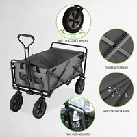 Chariot de camping pliable WOQI en acier inoxydable léger, couleur unie, avec poignée réglable, pour famille, plateforme fermée, rangement
