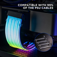 Panel Lampu RGB Asiahorse PC untuk Kabel PSU ATX 8Pin 24Pin GPU Dual Triple ARGB 18/16AWG Kabel Ekstensi Stok