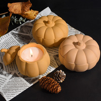 Moule en silicone Citrouille d'Halloween pour ornement en plâtre, pot à bougie et boîte de rangement, moule en forme de plante pour pot d'Halloween