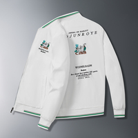 Veste de baseball pour homme avec broderie animale, col côtelé à rayures colorées, fermeture éclair intégrale, veste bomber décontractée légère