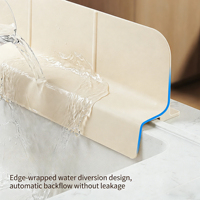 Penahan Cipratan Air Silikon untuk Wastafel Dapur, Pemasangan dengan Suction Cup, Penghalang Anti-Cipratan Air untuk Area Cuci Piring Dapur