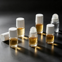 Vente en gros de flacons de parfum en verre transparent de 30 ml à fond épais, cylindres fins à paroi épaisse, flacons à bille pour huiles essentielles