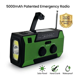 <span class=keywords><strong>Radio</strong></span> solaire d'urgence à manivelle avec port de charge USB-C, en plastique ABS, 5000 mAh, certifiée CE RoHS, prête à être expédiée pour les zones sauvages - Product Image 2