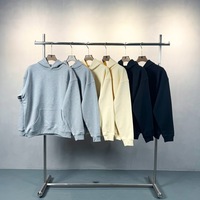 Sudadera con Capucha Lisa de Algodón Terry 520GSM, Ecológica, de Invierno, 5 Colores, Hombro Caído, Oversize, Estilo Urbano Monolítico