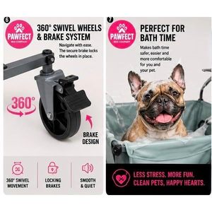 Station de lavage portable pour animaux de compagnie, baignoire pliable pour chiens, cadre en plastique vert sauge avec roues pour chiens et chats - Product Image 4