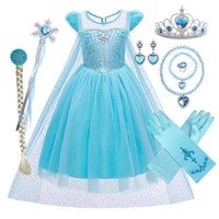 Bestseller Hot Pink 2-10 Jahre alte kleine Mädchen Elsa Perlen Prinzessin Kleid HCGD-042