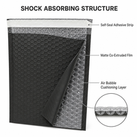 Enveloppes matelassées en aluminium noir brillant avec bulles, pochettes à bulles poly, sacs d'expédition métalliques pour courrier, sacs d'expédition pour cosmétiques (rougeur)