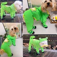 Ensemble imperméable et bottes pour chien Green Frog, OEM, polyester, réfléchissant, imperméable, à capuche + anneau de laisse, MOQ 200, couleur/logo personnalisé, expédition en 7 jours