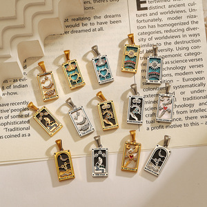 จี้สร้อยคอรูปไพ่ทาโรต์สแตนเลสชุบทอง ดีไซน์สวยงาม สำหรับผู้หญิง ของขวัญเครื่องประดับ ผลิตจากเมืองอี้หวู่ - Product Image 1