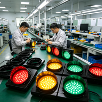 Feu de signalisation LED intelligent à deux unités, diamètre 100mm 200mm, haute luminosité, rouge-vert, lentille transparente 300mm, pour système Stop-and-Go