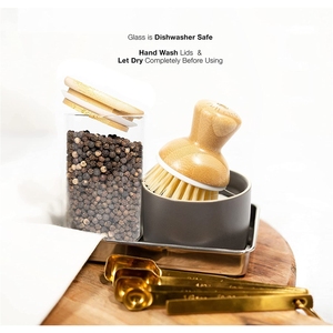 Contenedores de almacenamiento de vidrio de borosilicato alto <span class=keywords><strong>con</strong></span> tapa de bambú <span class=keywords><strong>Cereales</strong></span> sellados y tarro de comida para viajes - Product Image 6