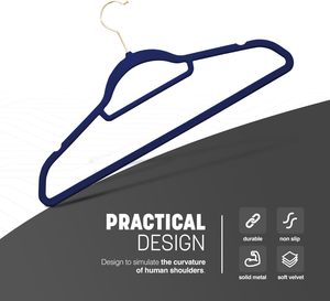 Velvet <b>Hangers</b> Non Slip Design Flocked <b>Hanger</b> Clothes <b>Hanger</b> for Wardrobe Clothing Organizer - Product Image 1
