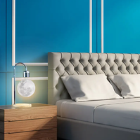 Art chambre chevet décoratif impression 3D lévitation lune magnétique flottant lampe de Table chargeur sans fil