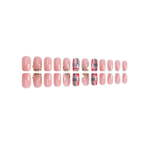 Venta caliente 24 piezas de moda juego de <span class=keywords><strong>manicura</strong></span> dulce fresco Rojo Negro Blanco rayas a cuadros colores contrastantes prensa en las uñas - Product Image 3