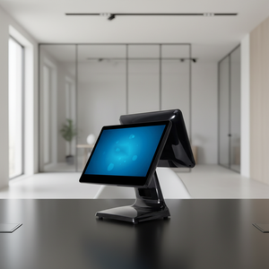 Système de caisse enregistreuse tactile POS Premium Silver Restaurant, grand format, 10 points de vente, écran tactile double - Product Image 1