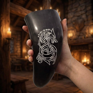 Antique 100% Original Ox Horn Viking Mugs-Lightweight Dishwasher Safe Bamboo Lid Eco-Friendly Beer/Christmas Decoration for Bar - Product Image 2