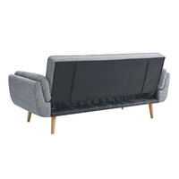 Sofá Cama Futón Tapizado en Lino con Patas de Madera, Sofá Convertible con Respaldo Ajustable, Sofá Tufted de 3 Plazas, Venta al Por Mayor