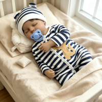 Reborn-Babypuppe, 18 Zoll, dunkle Haut, geschlossene Augen, eingewurzeltes Haar, weiches Vinyl, offener Mund, waschbar, Begleitpuppe, Komfortgeschenk