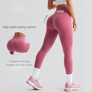 Leggings de yoga taille haute personnalisables avec logo, effet push-up, sans couture en Y, anti-roulement, sans effet camel toe, fins et extensibles pour femme - Product Image 1