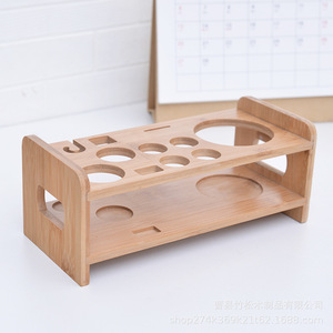 Estante para copas de vino de bambú, soporte de almacenamiento pequeño de madera maciza para copas de vino, estilo chino - Product Image 3