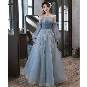 ชุดราตรีสีน้ำเงินหรูหราสไตล์ชุดเดรสยาวสำหรับนักเรียน<span class=keywords><strong>สอบ</strong></span>ศิลปะ ชุดแสดงเดี่ยวแบบยาวถึงพื้น - Product Image 3
