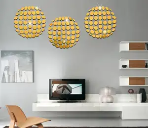 アマゾンホットスタイル3幾何学的なボールの組み合わせDIYアクリルミラーウォールステッカーリビングルーム寝室の家の装飾