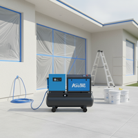 Compresseur d'air à vis Airking 4KW 5HP 8 bars 0,55 m/min Système tout-en-un avec moteur et pompe pour pulvérisation extérieure sur pipeline, réservoir 300L
