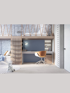 Letto a soppalco semplice per <span class=keywords><strong>cameretta</strong></span> <span class=keywords><strong>da</strong></span> ragazzo con scrivania, letto multifunzionale salvaspazio con contenitore per camerette piccole dei bambini - Product Image 4