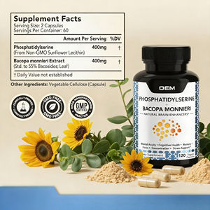 Cápsulas de Fosfatidilserina 400mg y Bacopa Monnieri 400mg, 120 Cápsulas Vegetales, Sin GMO, Suplemento Dietético GMP, OEM ODM - Product Image 2