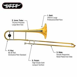 <span class=keywords><strong>Trombone</strong></span> basse en laiton, instrument à vent professionnel pour les groupes scolaires et les distributeurs d'instruments de musique - Product Image 1