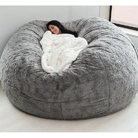 Canapé-lit pouf moderne extra large de 7 pieds, fauteuil de salon en fausse fourrure avec housse amovible pour chambre, maison et hôtel