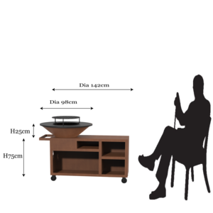 Plancha <span class=keywords><strong>brasero</strong></span> 65 pouces en acier Corten robuste avec structure KD et gril barbecue pour extérieur et jardin - Product Image 6