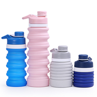 Bouteille d'eau pliable en silicone 350 ml 550 ml 750 ml sans BPA, écologique, réutilisable, anti-fuite