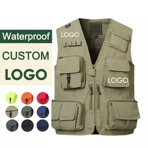 Custom Print Logo Fishing Hiking Tactical Outdoor Multi Pocket Photographer Men's Utility Vest Cargoes