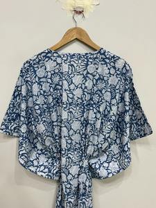 Caftán Corto de Seda Pura, Talla Única, Holgado y Cómodo para Cualquier Talla, Aproximadamente 47 Pulgadas, Proveedor de la India - Product Image 4