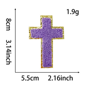 Prêt à expédier des patchs brodés en croix bord doré paillettes étincelle 3D bouffée patchs chrétiens pour vêtements sac chapeau décoration - Product Image 6