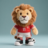 Vente en gros de lion de football mignon en peluche mascotte de football personnalisée animal en peluche pour enfants et fans cadeau