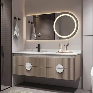 Ensemble de coiffeuse en bois massif, avec miroir à éclairage intelligent et évier en <span class=keywords><strong>fonte</strong></span> - Product Image 2
