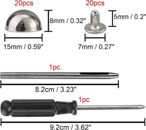 ชุดอุปกรณ์ตกแต่ง YORANYO รุ่น X MM ประกอบด้วยเดือยและหมุดทรงโดม สีเงิน สำหรับตกแต่งกระเป๋า เสื้อผ้า รองเท้า และอื่นๆ - Product Image 2