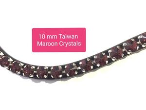 Luxury Racing Halter High Quality 10mm Maroon <b>Crystal</b> Brow Band Coloured Leather Back with Open Sticky Tape Loop for Horses - Product Image 5