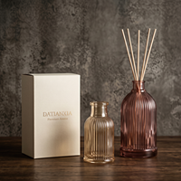 Diffuseur d'huiles essentielles en verre et rotin écologique, rond, rétro, sans alcool, 40 ml, 100 ml, 200 ml, 500 ml, couleur et logo personnalisables