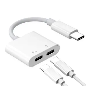 PD 고속 충전 3A 듀얼 헤드폰 잭 2 in 1 분배기 유형-C 아이폰 용 USB C 디지털 AUX 오디오 어댑터 케이블 변환기