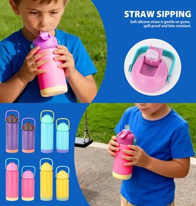 Custom Logo Stainless Steel 12oz Kids Water <strong>Bottle</strong> with Straw Lid Thermal Insulated <strong>Childrens</strong> Hot Water <strong>Bottle</strong> for School Sports - Product Image 3
