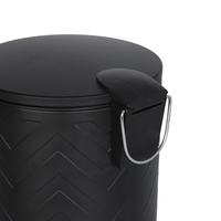 Poubelle à pédale en acier noir mat de 5 L avec couvercle, résistante aux traces de doigts, ronde, multifonctionnelle, gain de place, poubelle de salle de bain