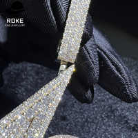 Collier avec pendentif numéro 42 en or 9-18 carats, diamant de laboratoire certifié IGI/GIA, serti micro-pavé, style hip-hop, design diamant glacé